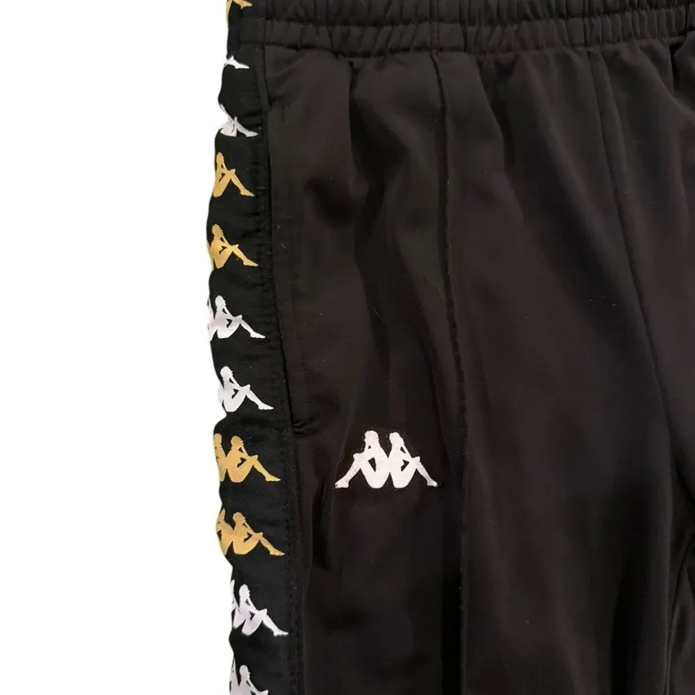KAPPA Black Sweatpants Joggers Side Pockets Zip-Ankles & Back Pocket Men's XS